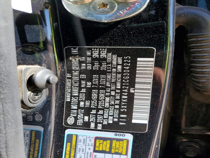 Продаж на аукціоні авто 2012 Kia Sorento, vin: 5XYKW4A21CG304225, номер лоту: 59366546