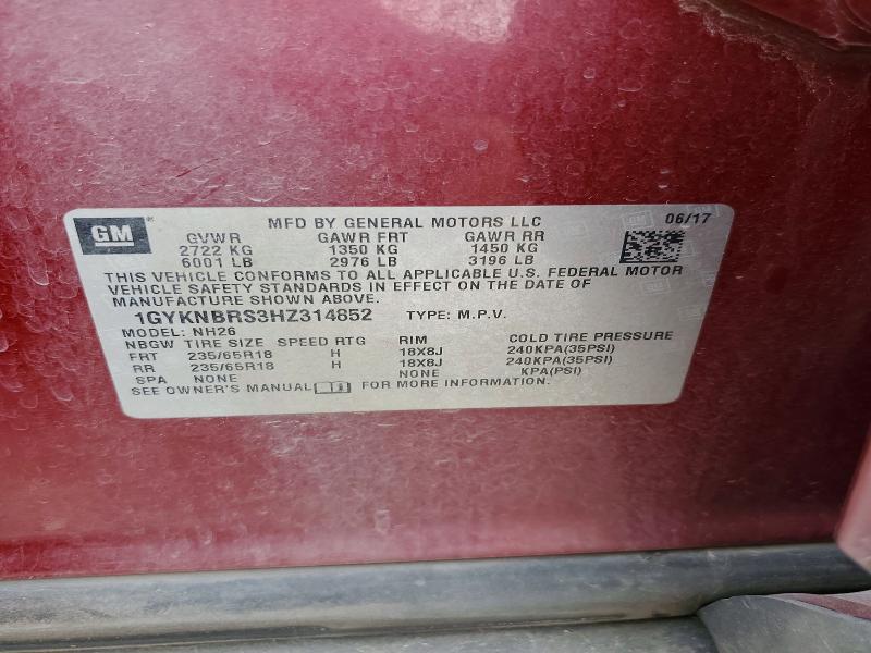 Продаж на аукціоні авто 2017 Cadillac Xt5, vin: 1GYKNBRS3HZ314852, номер лоту: 56117006