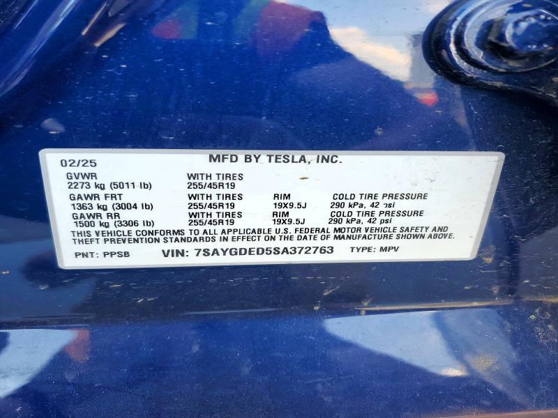 Продаж на аукціоні авто 2025 Tesla Model Y, vin: 7SAYGDED5SA372763, номер лоту: 57120146
