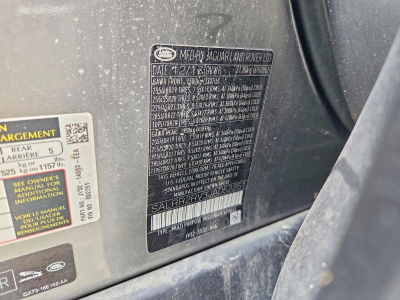 Продажа на аукционе авто 2018 Land Rover Discovery, vin: SALRR2RV3JA052251, номер лота: 57003166
