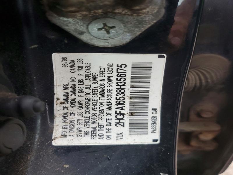 Aukcja sprzedaży 2008 Honda Civic, vin: 2HGFA16538H356175, numer aukcji: 57871326