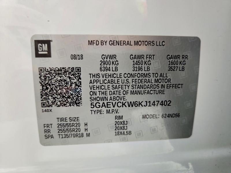 Продажа на аукционе авто 2019 Buick Enclave, vin: 5GAEVCKW6KJ147402, номер лота: 57014516