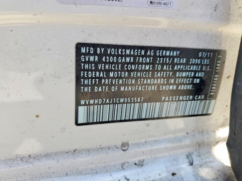 Aukcja sprzedaży 2012 Volkswagen Gti, vin: WVWHD7AJ1CW053587, numer aukcji: 55641586