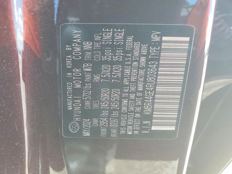 56546326 :رقم المزاد ، KM8R44GE4RU803643 vin ، 2024 Hyundai Palisade مزاد بيع