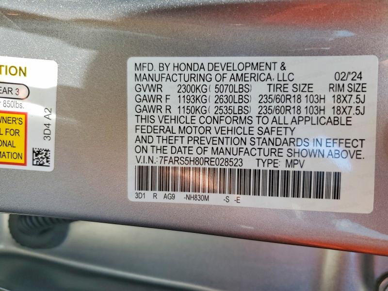 Aukcja sprzedaży 2024 Honda Cr-v, vin: 7FARS5H80RE028523, numer aukcji: 58243166