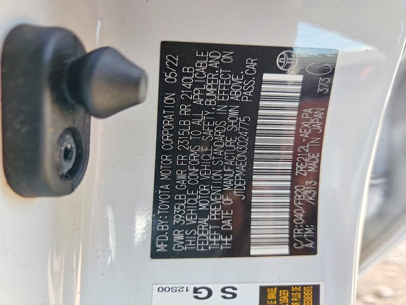 58786336 :رقم المزاد ، JTDEPMAE0N3024775 vin ، 2022 Toyota Corolla مزاد بيع
