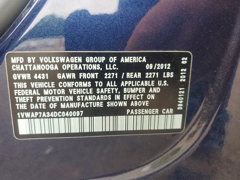 Aukcja sprzedaży 2013 Volkswagen Passat, vin: 1VWAP7A34DC040097, numer aukcji: 57771196