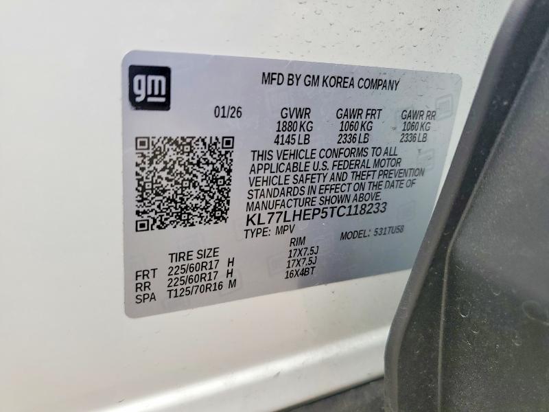 Продаж на аукціоні авто 2026 Chevrolet Trax, vin: KL77LHEP5TC118233, номер лоту: 58127176