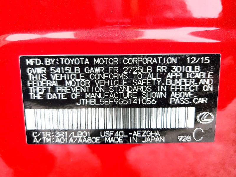Продажа на аукционе авто 2016 Lexus Ls, vin: JTHBL5EF9G5141056, номер лота: 58606066