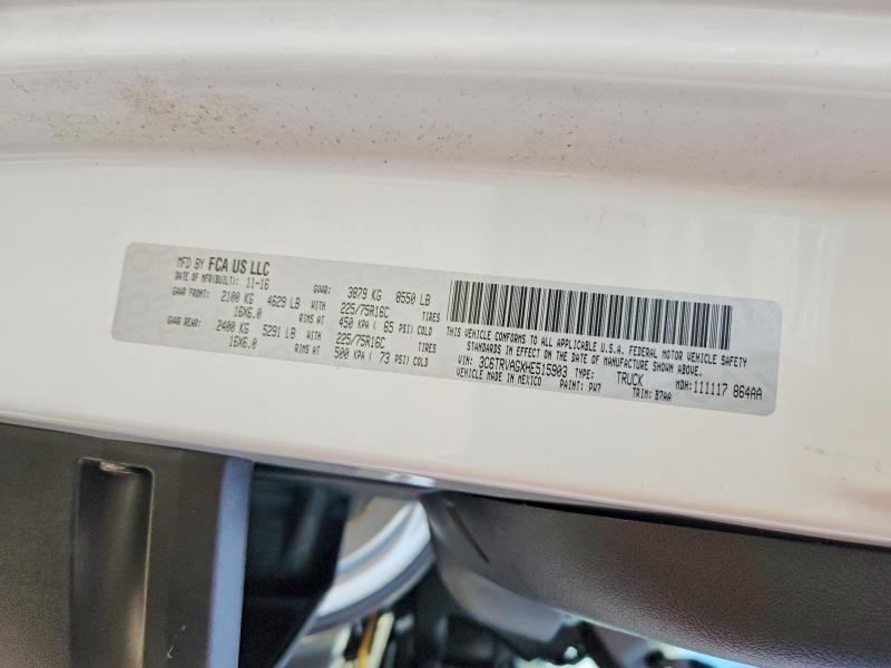 56623116 :رقم المزاد ، 3C6TRVAGXHE515903 vin ، 2017 Ram Promaster 1500 مزاد بيع