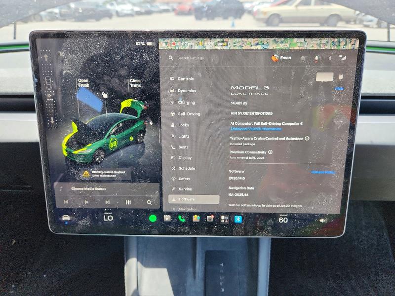 2025 Tesla Model 3 მანქანა იყიდება აუქციონზე, vin: 5YJ3E1EA1SF011065, აუქციონის ნომერი: 58550116