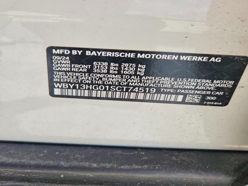 58403206 :رقم المزاد ، WBY13HG01SCT74519 vin ، 2025 Bmw I5 مزاد بيع