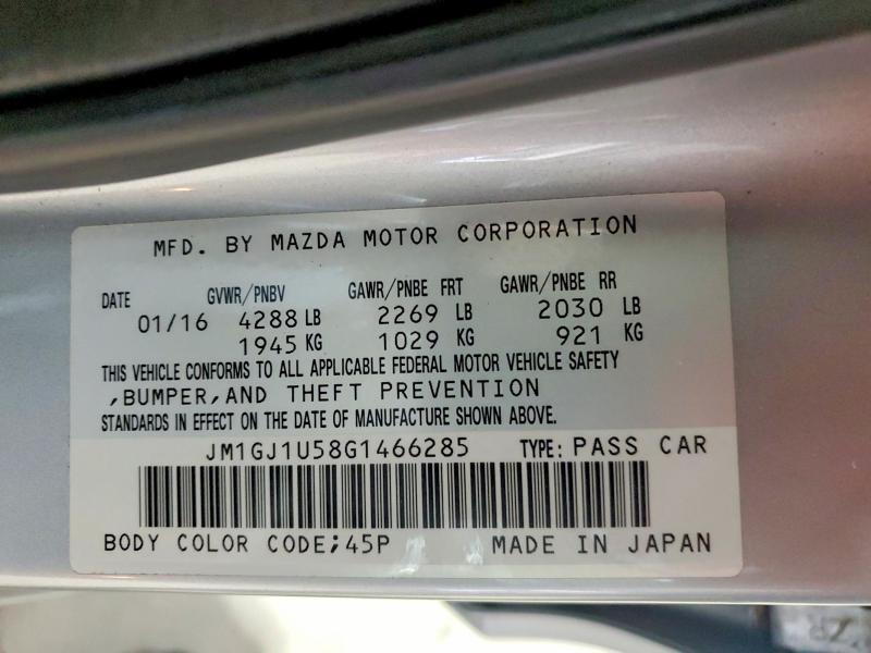 Продажа на аукционе авто 2016 Mazda 6, vin: JM1GJ1U58G1466285, номер лота: 58196926