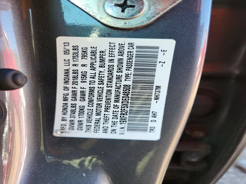 2013 Honda Civic მანქანა იყიდება აუქციონზე, vin: 19XFB2F5XDE048508, აუქციონის ნომერი: 55137276
