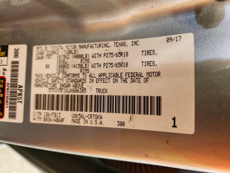 Продажа на аукционе авто 2018 Toyota Tundra, vin: 5TFUY5F1XJX686385, номер лота: 56142826