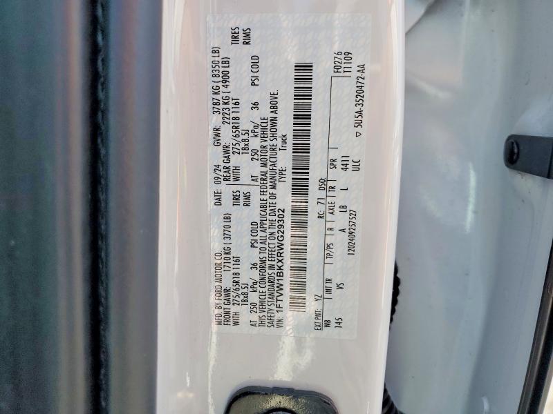 Aukcja sprzedaży 2024 Ford F150, vin: 1FTVW1BKXRWG29302, numer aukcji: 57926436