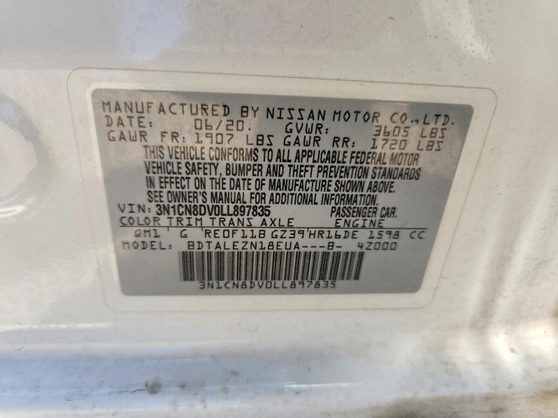 58947666 :رقم المزاد ، 3N1CN8DV0LL897835 vin ، 2020 Nissan Versa مزاد بيع