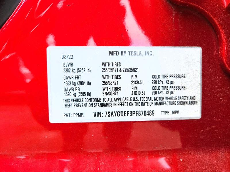 Продаж на аукціоні авто 2023 Tesla Model Y, vin: 7SAYGDEF9PF870489, номер лоту: 55783776