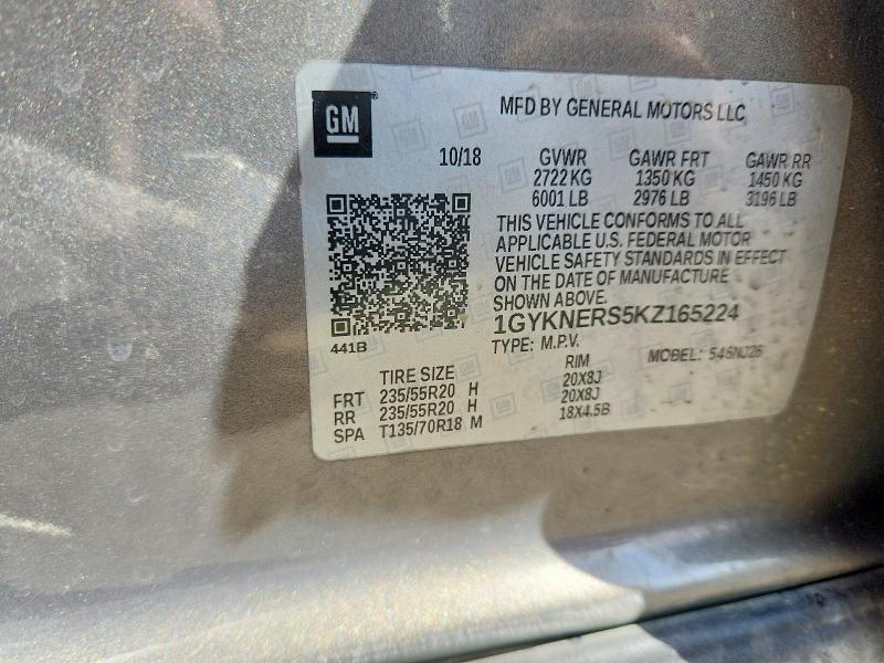 Aukcja sprzedaży 2019 Cadillac Xt5, vin: 1GYKNERS5KZ165224, numer aukcji: 55950106