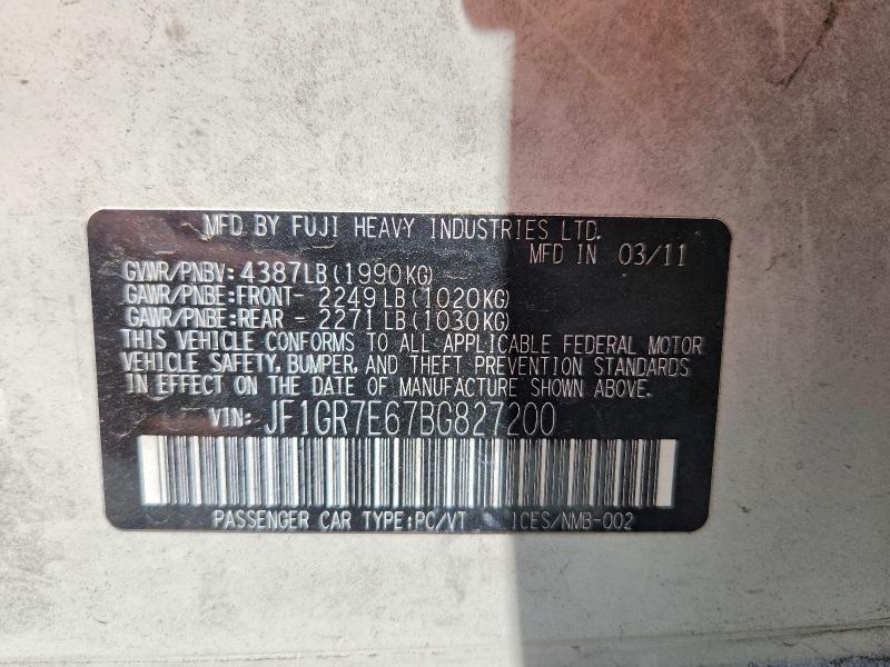 Продажа на аукционе авто 2011 Subaru Impreza, vin: JF1GR7E67BG827200, номер лота: 56741796