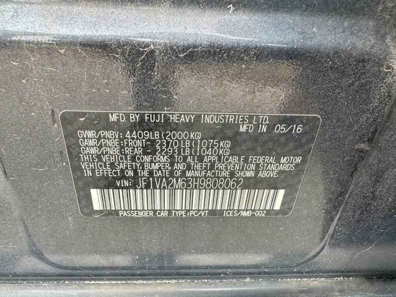 57191056 :رقم المزاد ، JF1VA2M63H9808062 vin ، 2017 Subaru Wrx مزاد بيع
