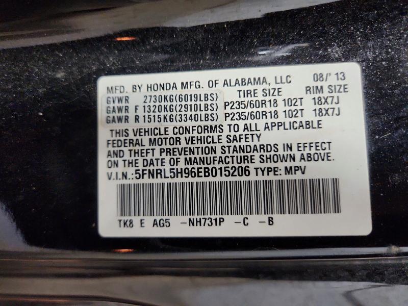 Продаж на аукціоні авто 2014 Honda Odyssey, vin: 5FNRL5H96EB015206, номер лоту: 56275446