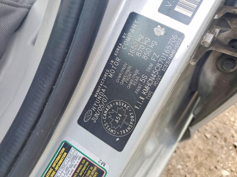 2007 Hyundai Accent მანქანა იყიდება აუქციონზე, vin: KMHCN45C87U165706, აუქციონის ნომერი: 57940836