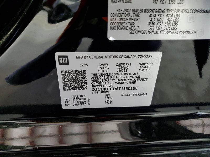 Продажа на аукционе авто 2026 Chevrolet Silverado, vin: 2GCUKEED6T1150160, номер лота: 58819776