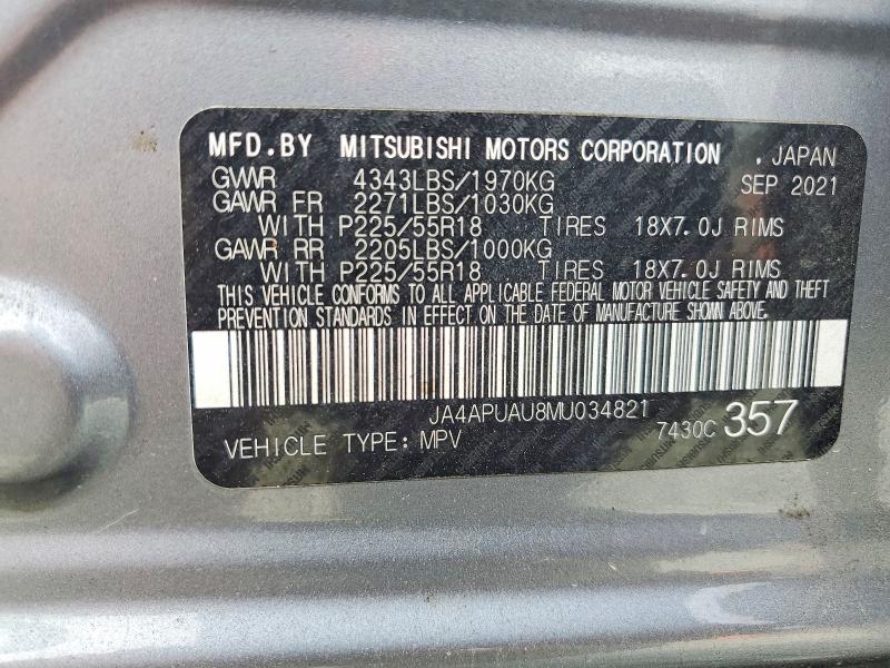 58923056 :رقم المزاد ، JA4APUAU8MU034821 vin ، 2021 Mitsubishi Outlander Sport مزاد بيع