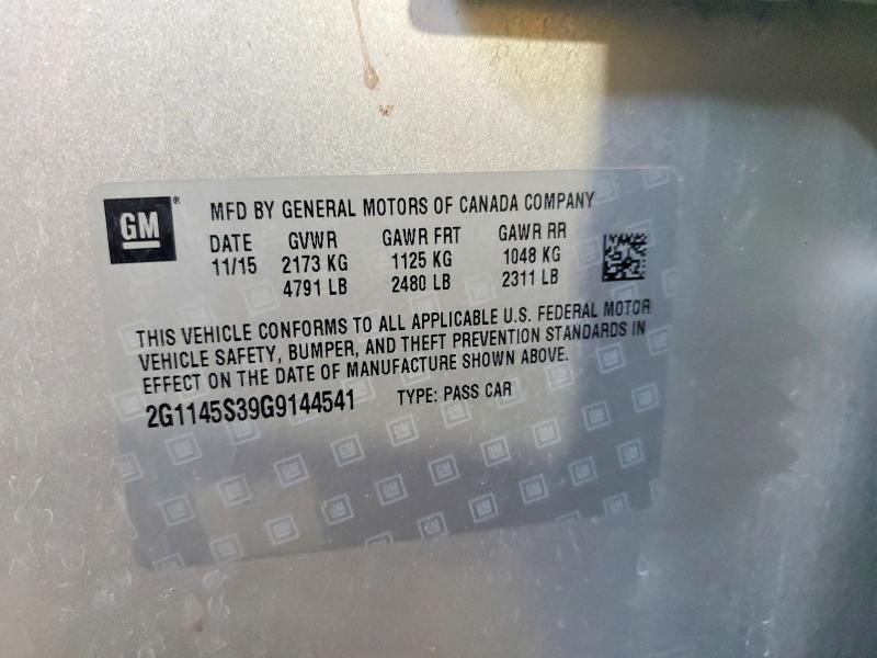 59003346 :رقم المزاد ، 2G1145S39G9144541 vin ، 2016 Chevrolet Impala مزاد بيع