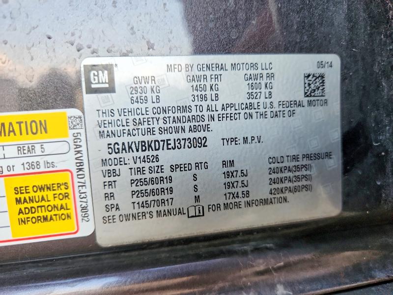 2014 Buick Enclave მანქანა იყიდება აუქციონზე, vin: 5GAKVBKD7EJ373092, აუქციონის ნომერი: 56811856