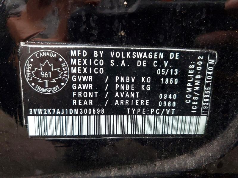 58813886 :رقم المزاد ، 3VW2K7AJ1DM300598 vin ، 2013 Volkswagen Jetta مزاد بيع