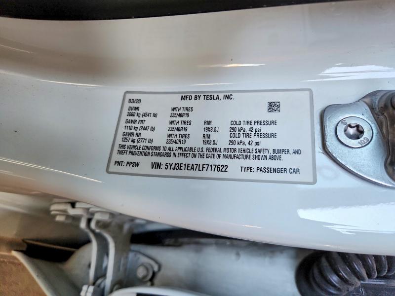 Aukcja sprzedaży 2020 Tesla Model 3, vin: 5YJ3E1EA7LF717622, numer aukcji: 55604936