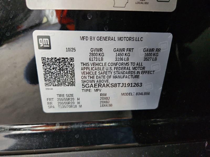 56587406 :رقم المزاد ، 5GAERAKS8TJ191263 vin ، 2026 Buick Enclave مزاد بيع