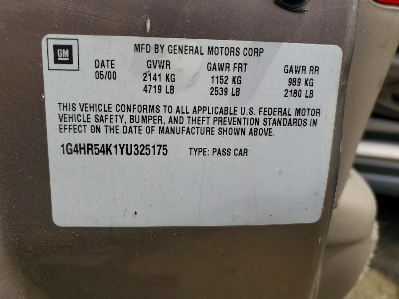 Продажа на аукционе авто 2000 Buick Lesabre, vin: 1G4HR54K1YU325175, номер лота: 58783566