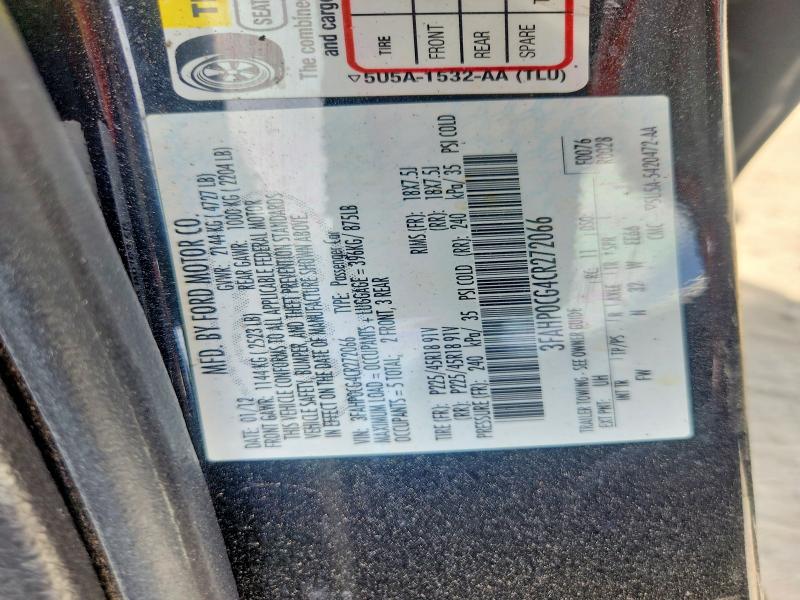 2012 Ford Fusion მანქანა იყიდება აუქციონზე, vin: 3FAHP0CG4CR272066, აუქციონის ნომერი: 55597976
