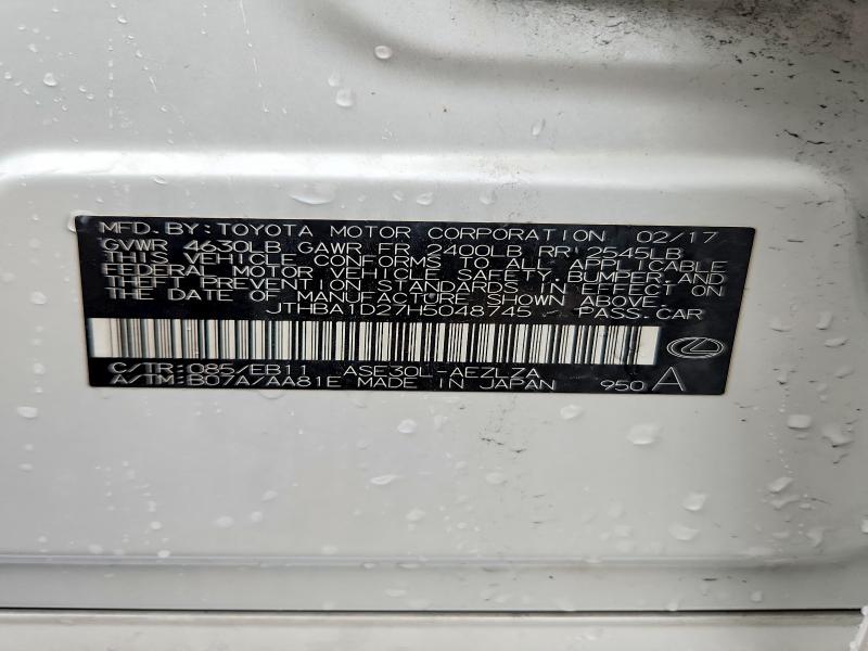 Продаж на аукціоні авто 2017 Lexus Is, vin: JTHBA1D27H5048745, номер лоту: 85988175