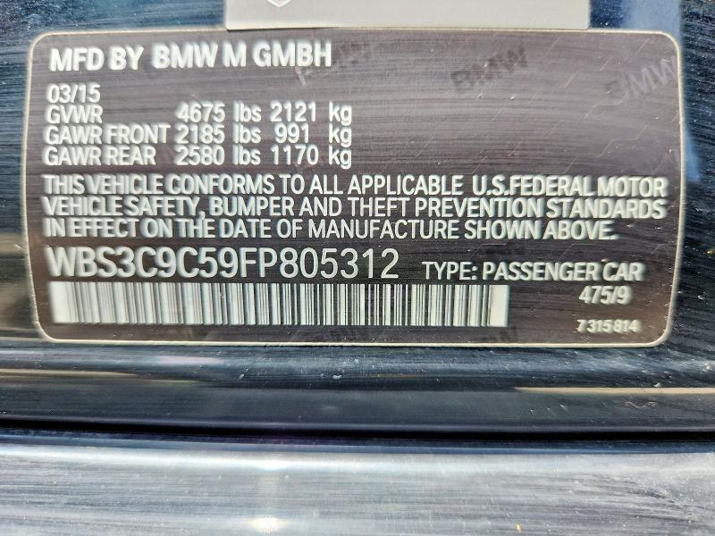 Продажа на аукционе авто 2015 Bmw M3, vin: WBS3C9C59FP805312, номер лота: 57254436