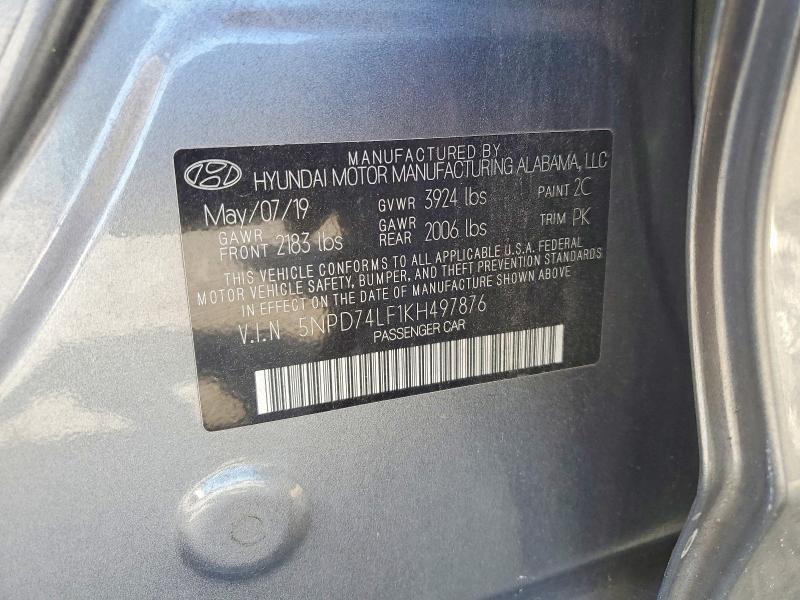 Продажа на аукционе авто 2019 Hyundai Elantra, vin: 5NPD74LF1KH497876, номер лота: 58111256