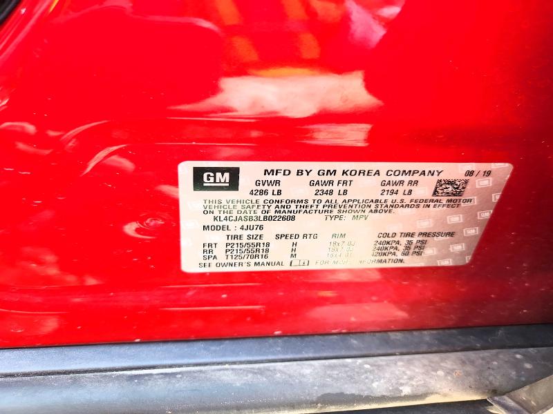 58649576 :رقم المزاد ، KL4CJASB3LB022608 vin ، 2020 Buick Encore مزاد بيع