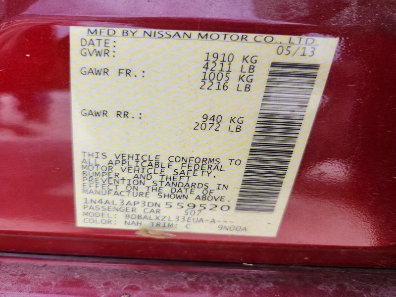 2013 Nissan Altima მანქანა იყიდება აუქციონზე, vin: 1N4AL3AP3DN559520, აუქციონის ნომერი: 55949266
