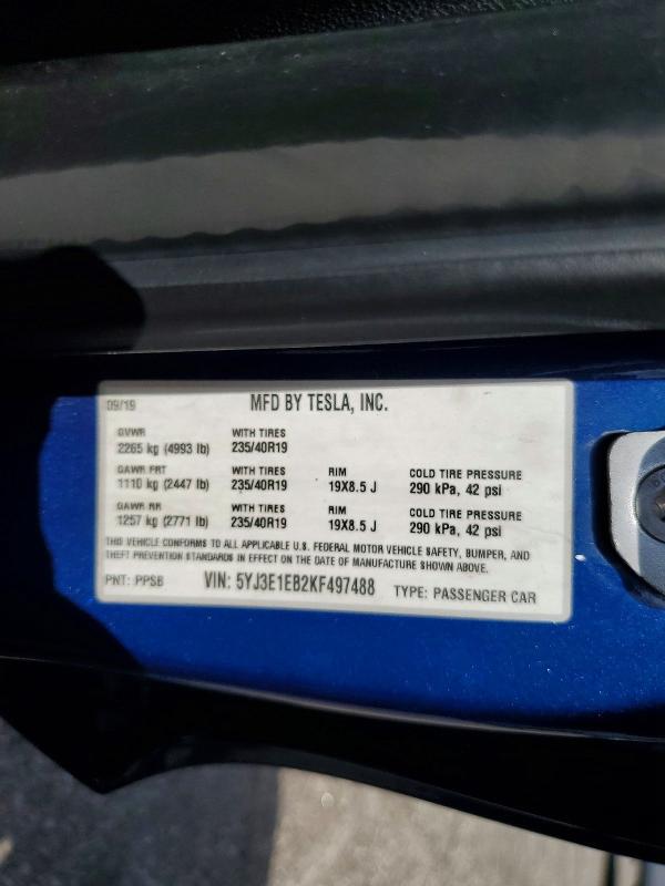 Aukcja sprzedaży 2019 Tesla Model 3, vin: 5YJ3E1EB2KF497488, numer aukcji: 58326216