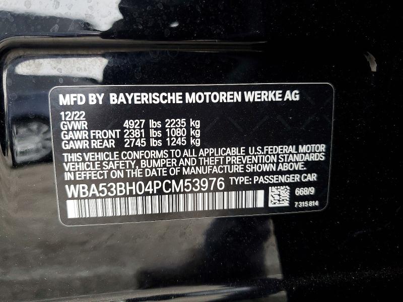 Aukcja sprzedaży 2023 Bmw 530, vin: WBA53BH04PCM53976, numer aukcji: 57410546