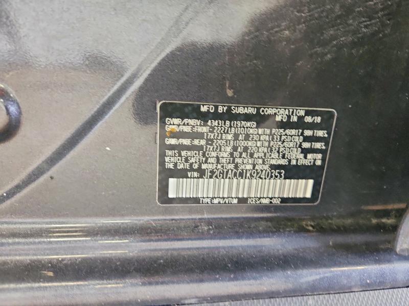 57589636 :رقم المزاد ، JF2GTACC1K9240353 vin ، 2019 Subaru Crosstrek مزاد بيع