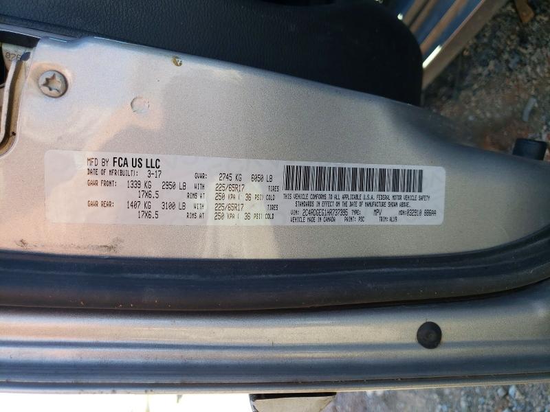 2017 Dodge Grand Caravan მანქანა იყიდება აუქციონზე, vin: 2C4RDGEG1HR737395, აუქციონის ნომერი: 57999406