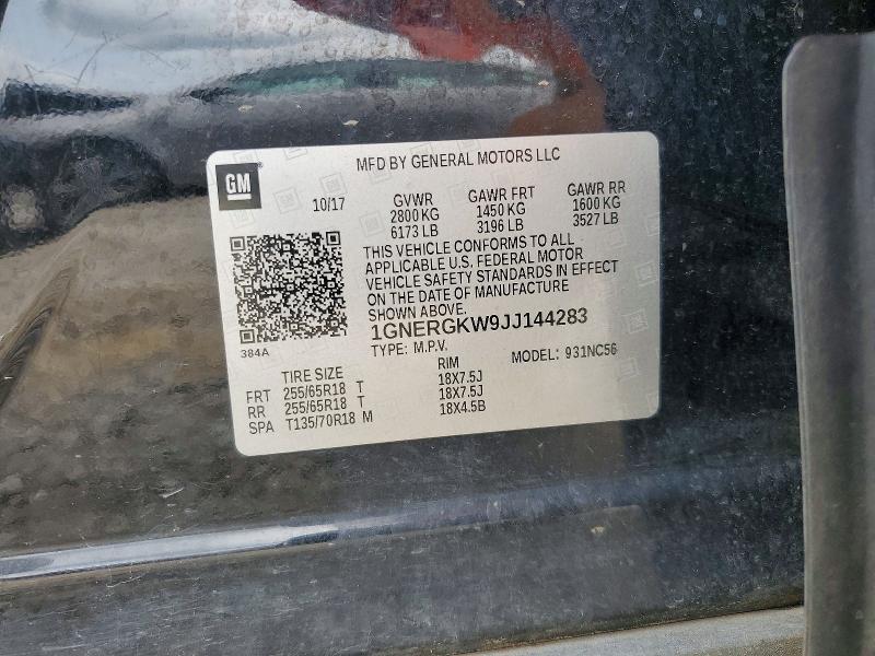 Aukcja sprzedaży 2018 Chevrolet Traverse, vin: 1GNERGKW9JJ144283, numer aukcji: 58034136