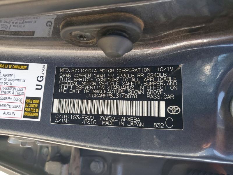 Продажа на аукционе авто 2020 Toyota Prius Prime, vin: JTDKARFP8L3140878, номер лота: 58106006