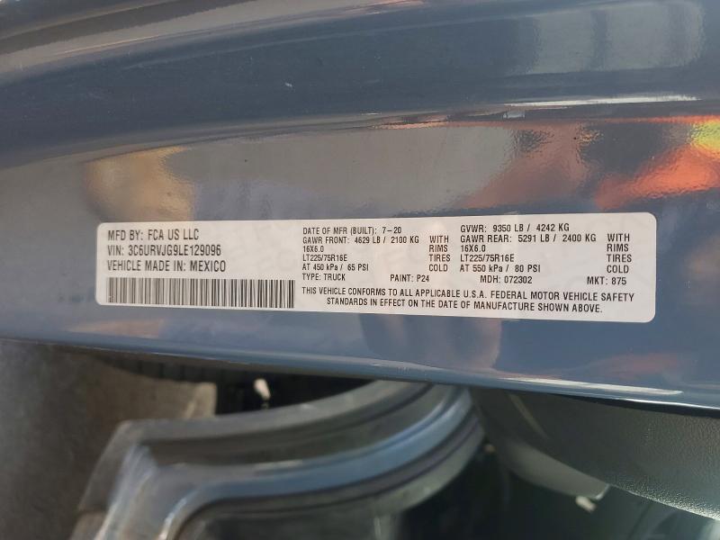 2020 Ram Promaster 3500 მანქანა იყიდება აუქციონზე, vin: 3C6URVJG9LE129096, აუქციონის ნომერი: 56422966