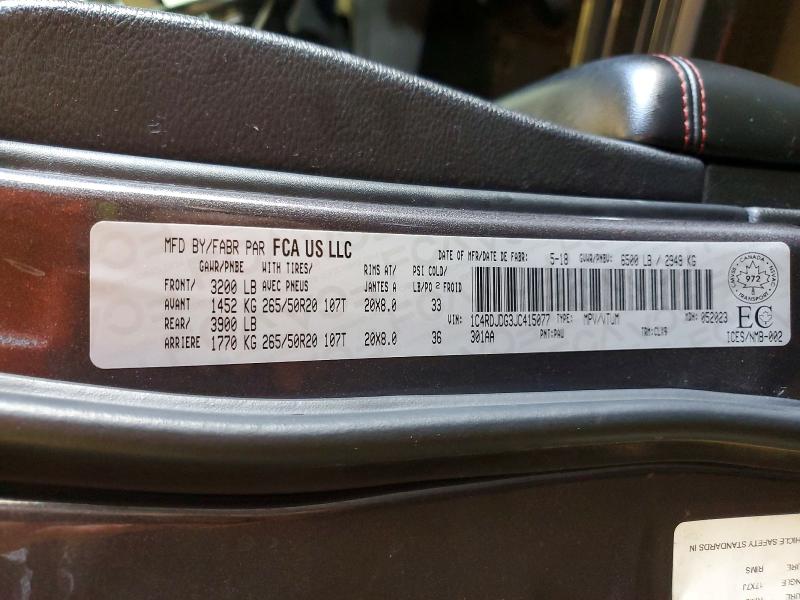 Aukcja sprzedaży 2018 Dodge Durango, vin: 1C4RDJDG3JC415077, numer aukcji: 79135215