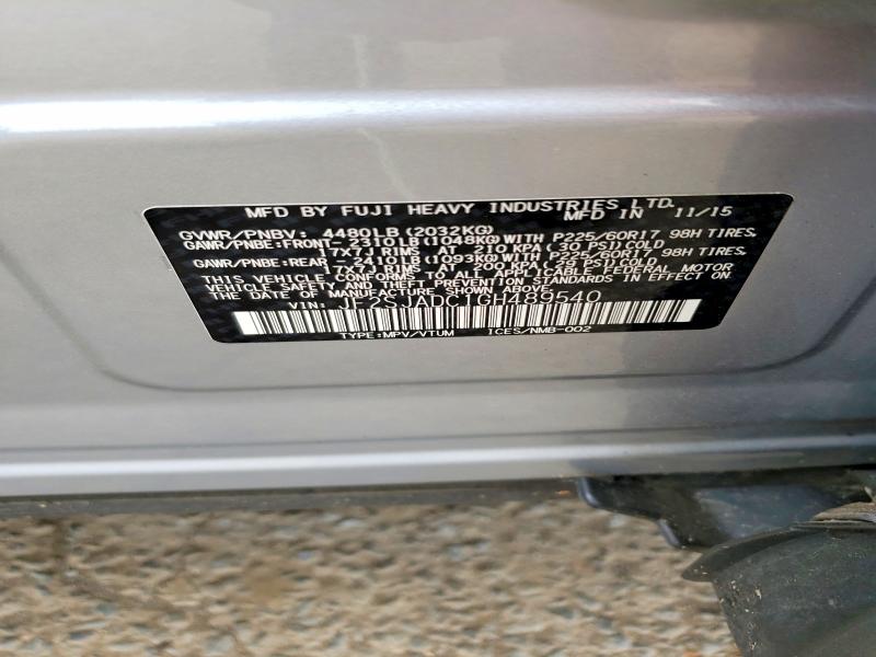 2016 Subaru Forester მანქანა იყიდება აუქციონზე, vin: JF2SJADC1GH489540, აუქციონის ნომერი: 58823136